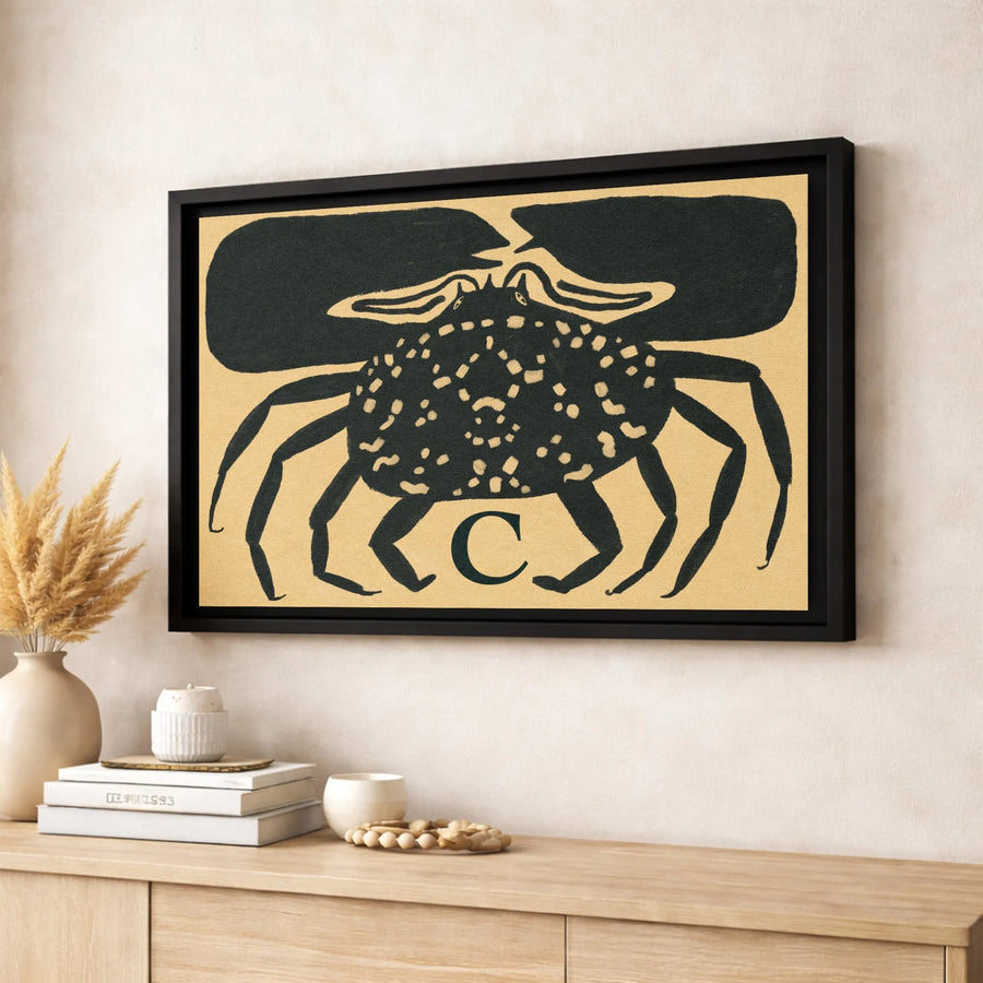 Crab Wall Art Print | Mid-Century Modern Animal Illustration | Premium Gallery Wrapped Canvas | Coastal Home Decor Gift for Marine Life Lovers