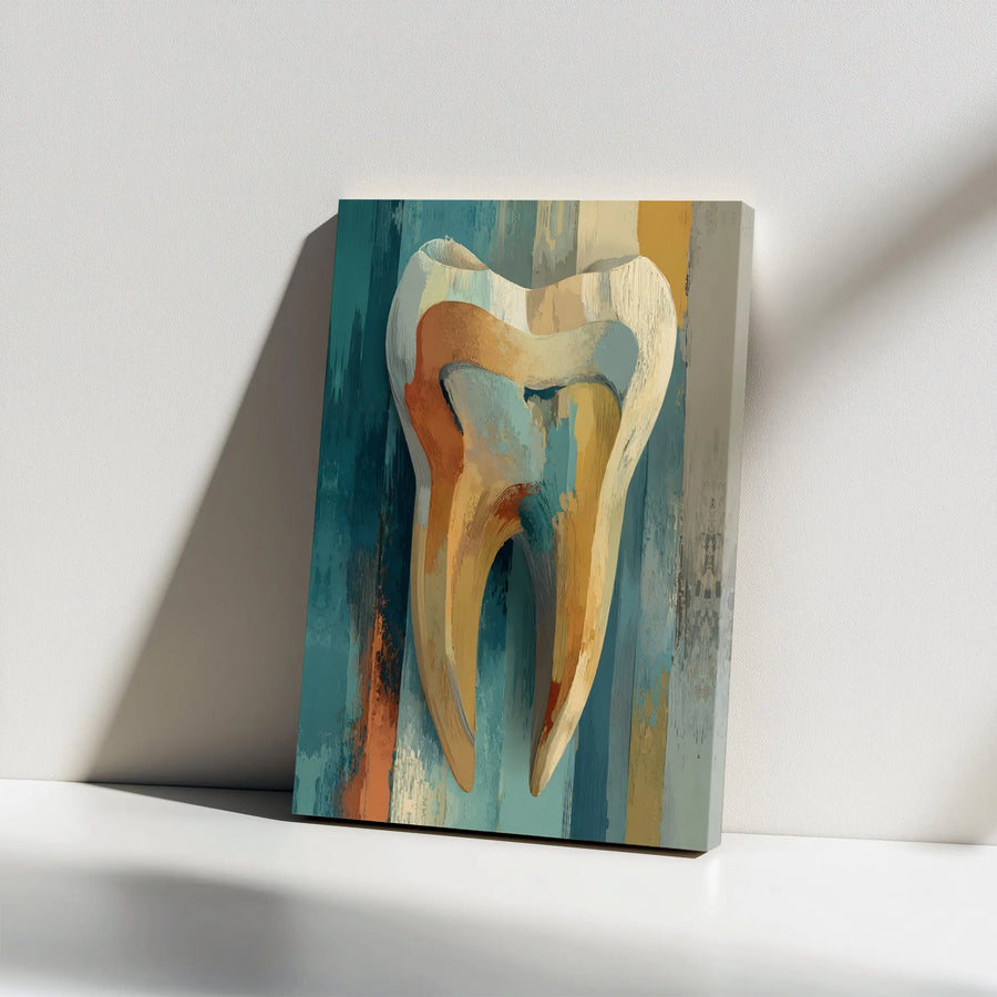 Abstract Tooth Canvas Wall Art | Modern Painterly Dental Illustration | Premium Canvas Print | Unique Gift for Dentist Office Decor