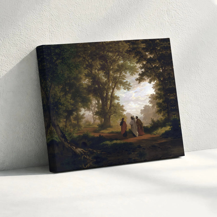 The Walk To Emmaus Canvas Wall Art | Robert Zünd Religious Painting | Premium Gallery Wrap Print | Christian Home Decor Gift