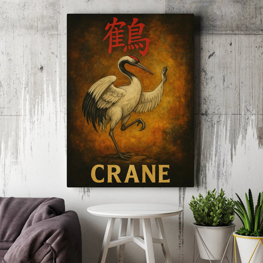 Japanese Red-Crowned Crane Canvas Art | Elegant Bird Wall Decor | Premium 1.25-Inch Gallery Wrap | Spiritual Home and Office Gift