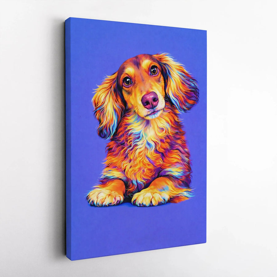 Colorful Dachshund Canvas Wall Art | Vibrant Pop Art Wiener Dog Portrait | Premium Gallery Quality Print | Gift for Dog Lover Home Decor