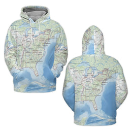 USA Map Print Hoodie | Eastern United States Geography Graphic | Premium Polyester Brushed Fleece | Unique Travel Gift for Geography Lovers