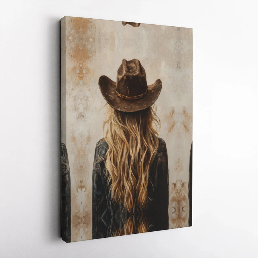 Blonde Cowgirl Wall Art | Western Country Style Portrait | Premium 1.25-Inch Canvas Print | Rustic Farmhouse Decor Gift for Her