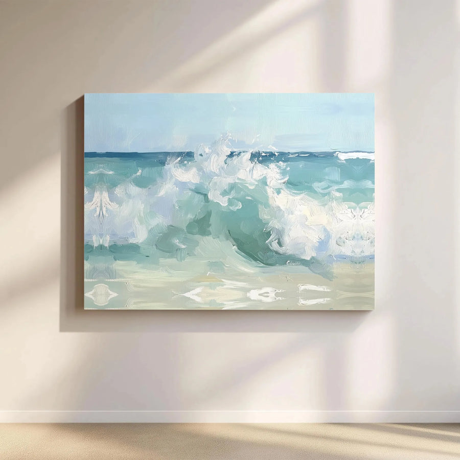 Coastal Ocean Wave Canvas Wall Art | Abstract Seascape Painting | Premium Gallery Wrap Print | Modern Beach House Decor for Living Room