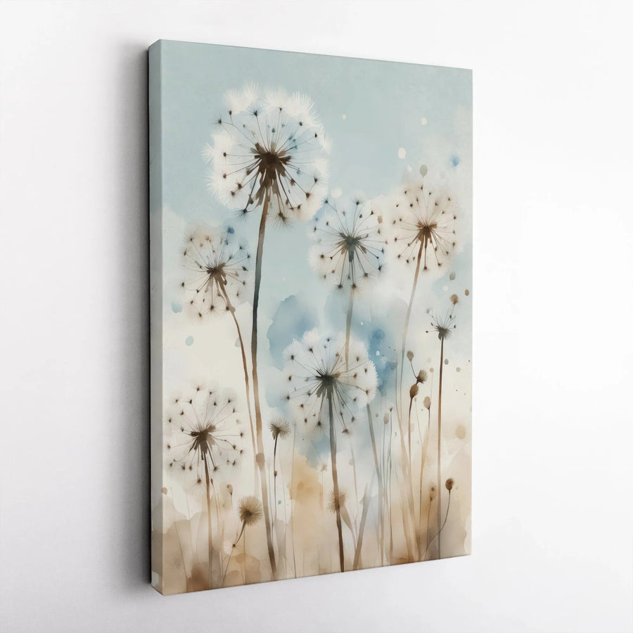 Dandelion Canvas Wall Art | Watercolor Botanical Flower Print | Premium Fade-Resistant Canvas | Modern Minimalist Living Room Decor Gift