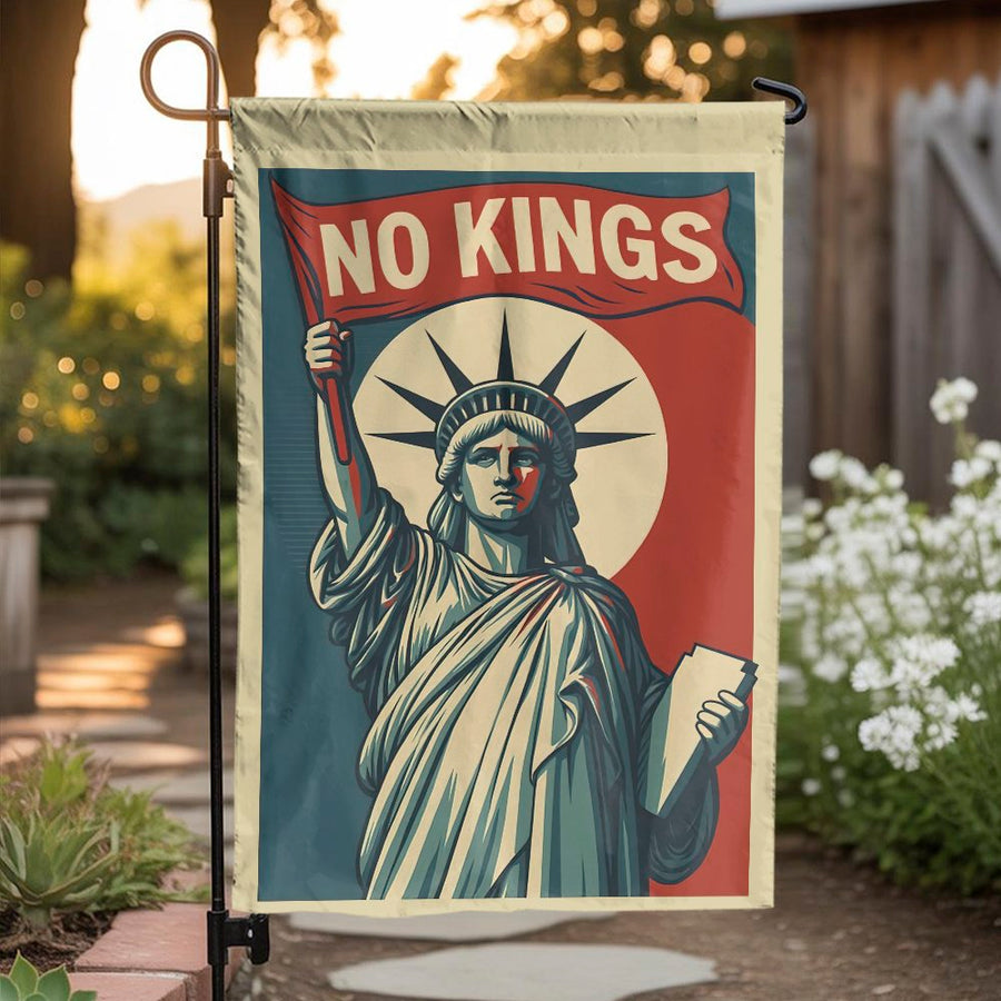 No Kings Garden Flag | Statue of Liberty Art | Weather-Resistant Polyester | Patriotic Outdoor Home Decor Gift