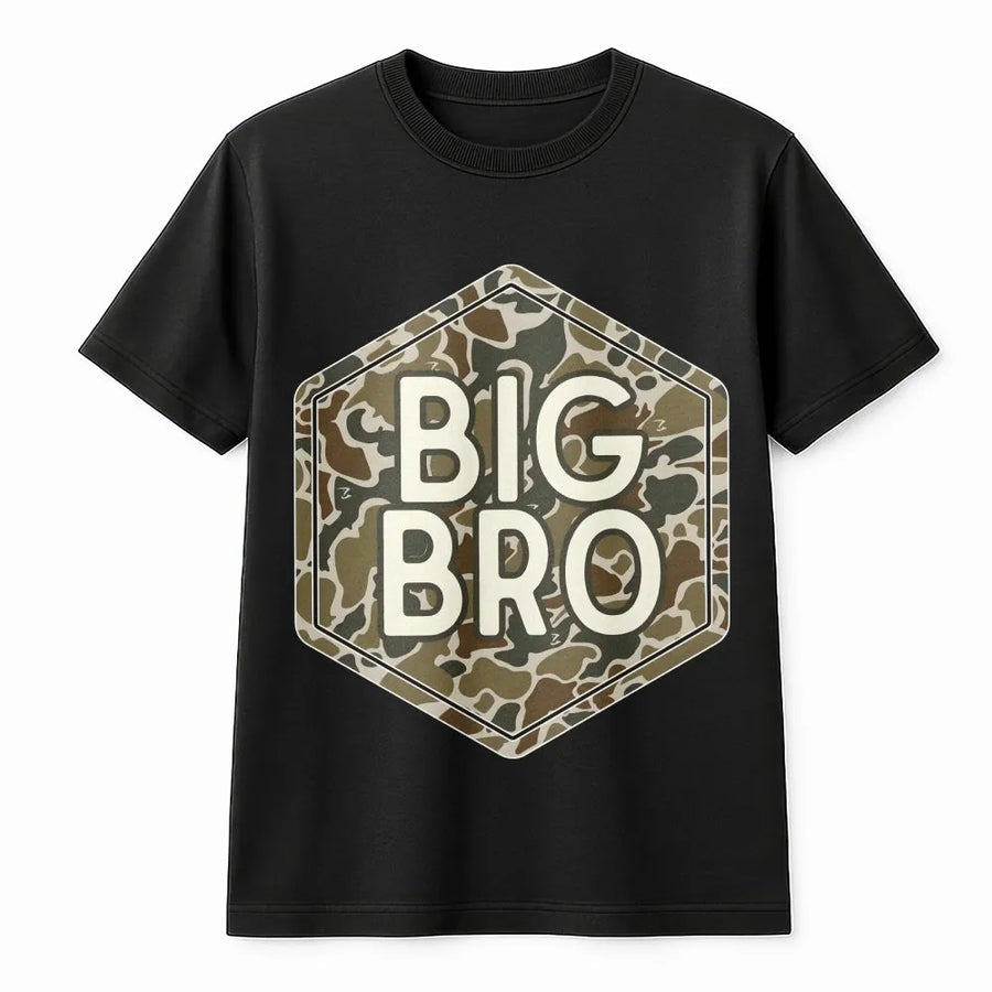 Matching Brother Shirts | Big Bro & Lil Bro Camo Graphic Tee | Soft Cotton | Pregnancy Announcement Gift for Boys