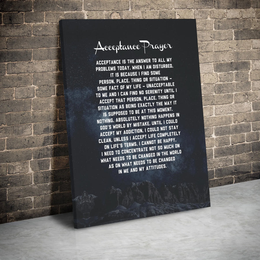 Acceptance Prayer Canvas Wall Art | Serenity Prayer Inspiring Quote | Premium Gallery Wrap Decor | Recovery Gift for Sobriety Support