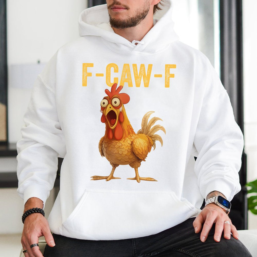 Funny Chicken Hoodie | F-Caw-F Sarcastic Bird Graphic | Premium Cotton Blend Pullover | Gift for Farmers and Poultry Lovers