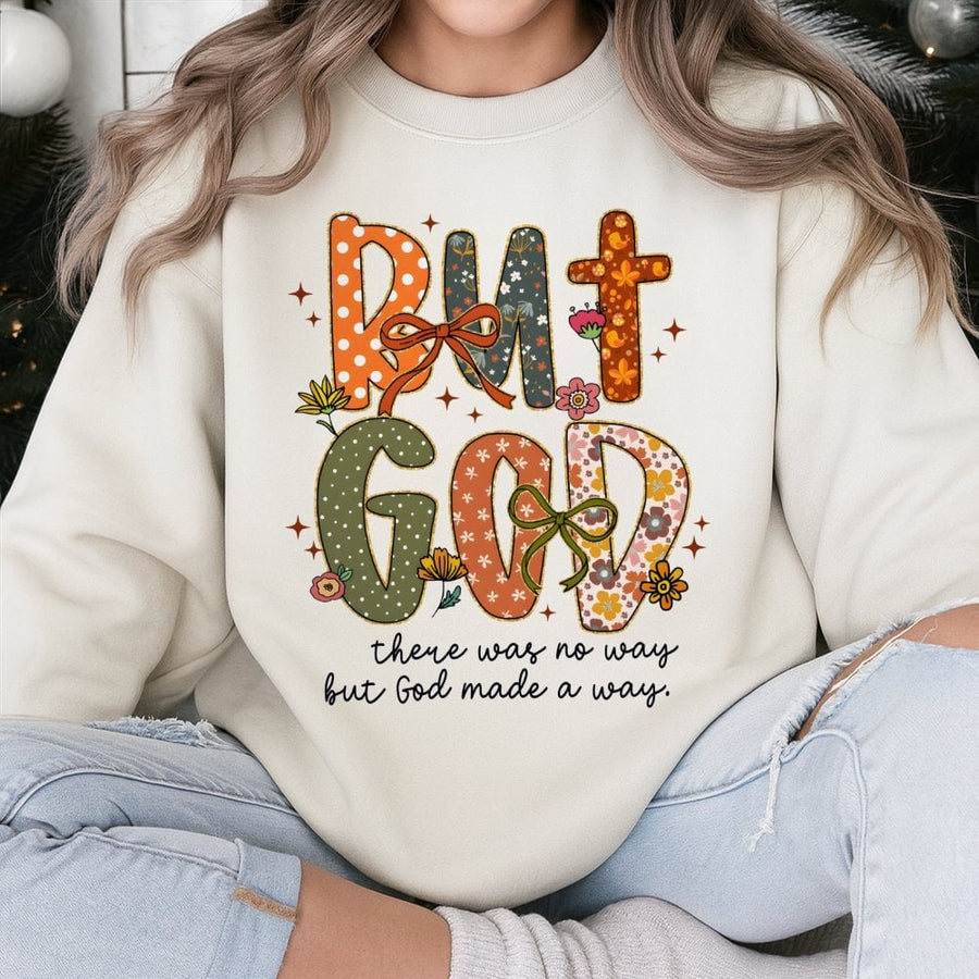 But God Sweatshirt | Christian Faith Fall Aesthetic | Premium Cotton Blend | Gift for Believers Women Religious Apparel