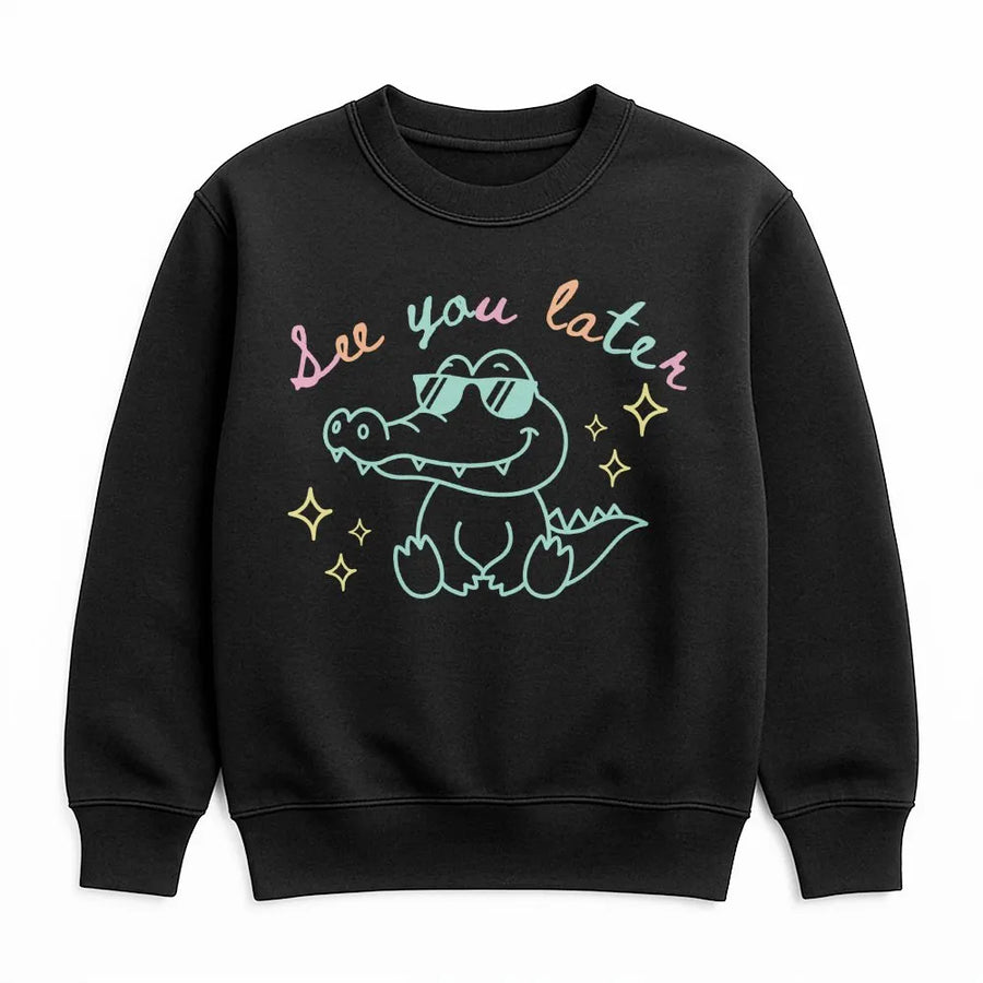 See You Later Alligator Sweatshirt | Cute Cartoon Crocodile Graphic | Soft Cotton Blend Sweatshirt | Unisex Funny Pun Gift
