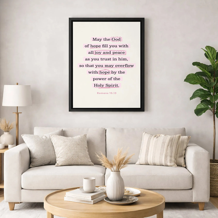 Romans 15:13 Bible Verse Canvas Art | Scripture Wall Decor | Premium Gallery Wrap Print | Christian Gift for Home Office