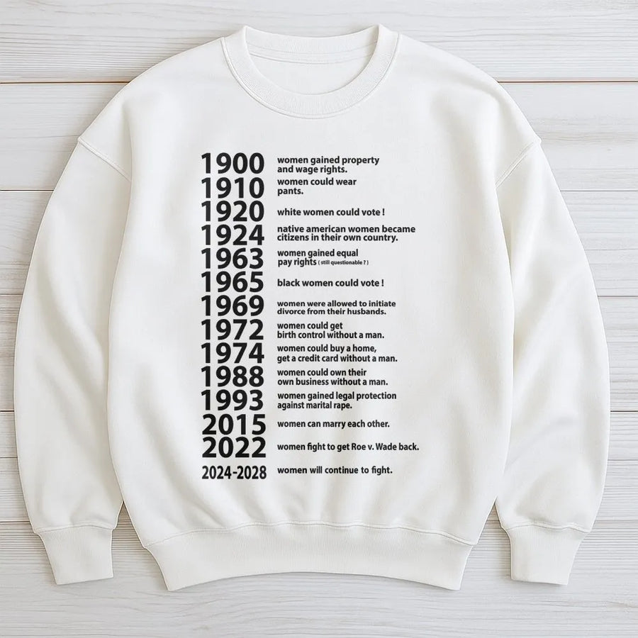 Feminist Rights Timeline Sweatshirt | Women's History Educational Graphic Tee | Premium Cotton Blend Crewneck | Empowered Gift for Activists