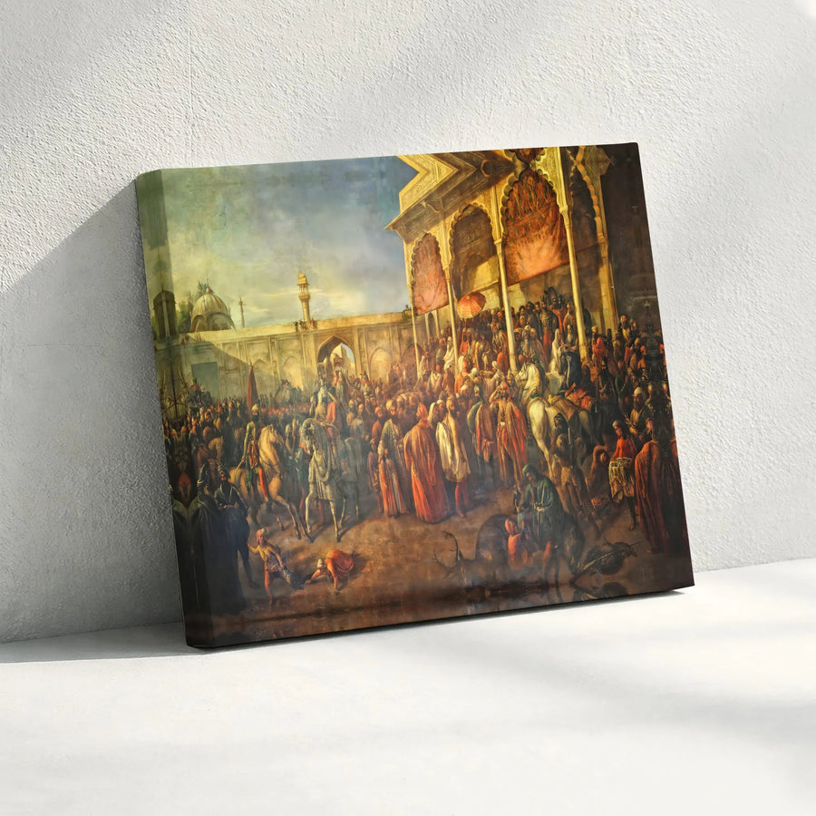 The Court of Lahore Canvas Print | August Schoefft's Maharaja Ranjit Singh Historical Painting | Premium Gallery Wrapped Wall Art | Collector's Gift for History Buffs