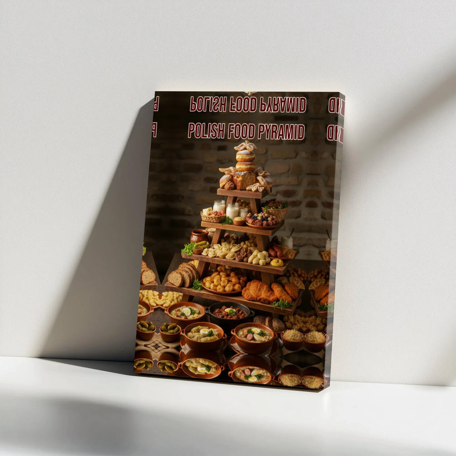 Polish Food Pyramid Canvas Wall Art | Traditional Polish Cuisine Poster | Premium Gallery Wrap | Gift for Foodie & Kitchen Decor