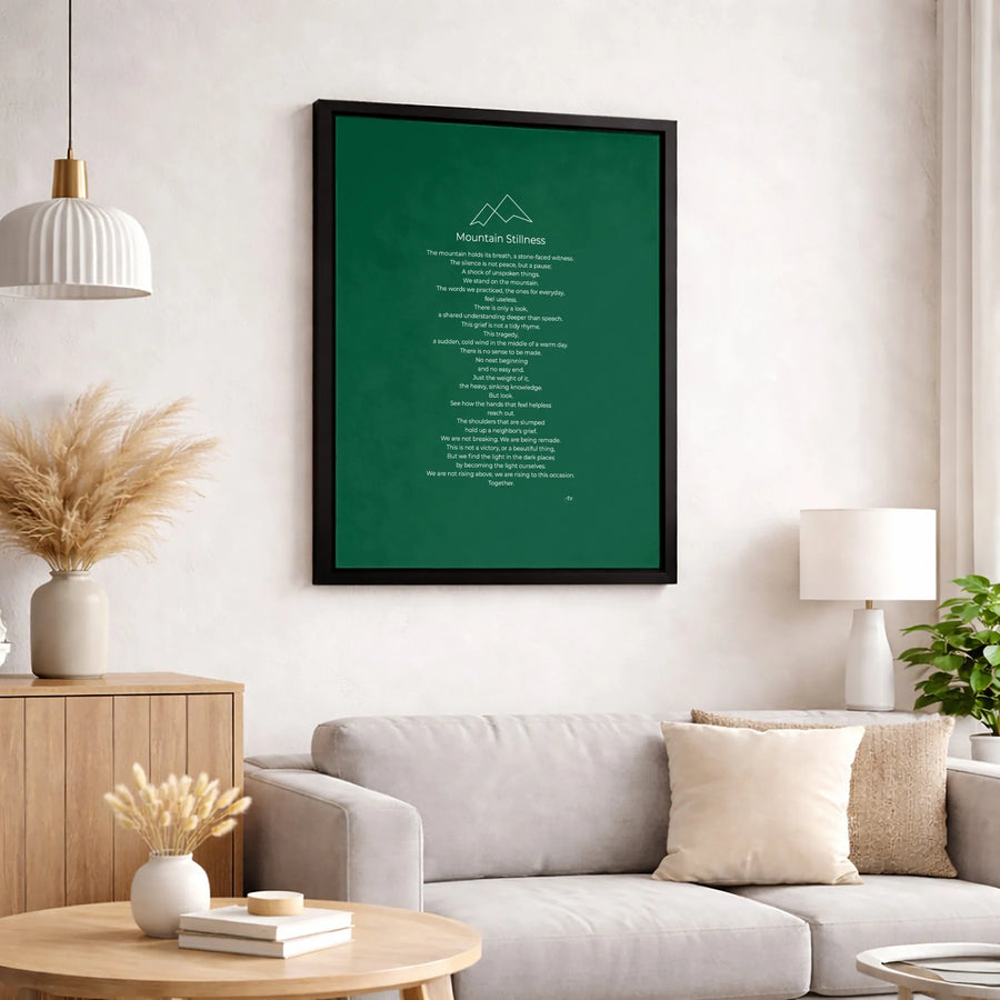 Mountain Stillness Poem Canvas Wall Art | Minimalist Nature Quote Print | Premium Gallery Wrapped Decor | Sympathy Gift for Home Office
