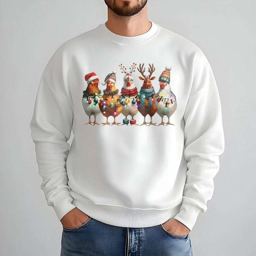 Christmas Chicken Sweatshirt | Funny Farm Animal Holiday Graphic | Soft Cotton Blend Crewneck | Cute Poultry Lover Gift for Her