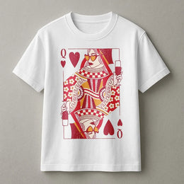 Queen Of Hearts Playing Card T-Shirt | Retro Graphic Wine Lover Design | Premium Soft Cotton Tee | Unique Gift For Her, Valentines Day, Mom