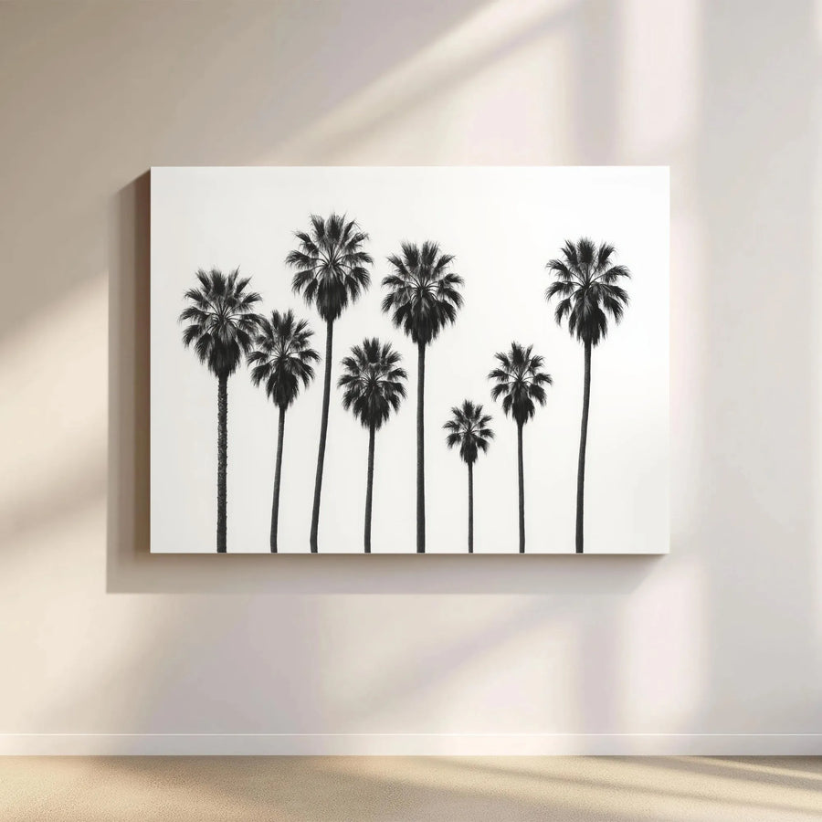 Black and White Palm Tree Canvas Wall Art | Minimalist California Photography | Premium Gallery Wrap Canvas | Modern Home Decor Gift