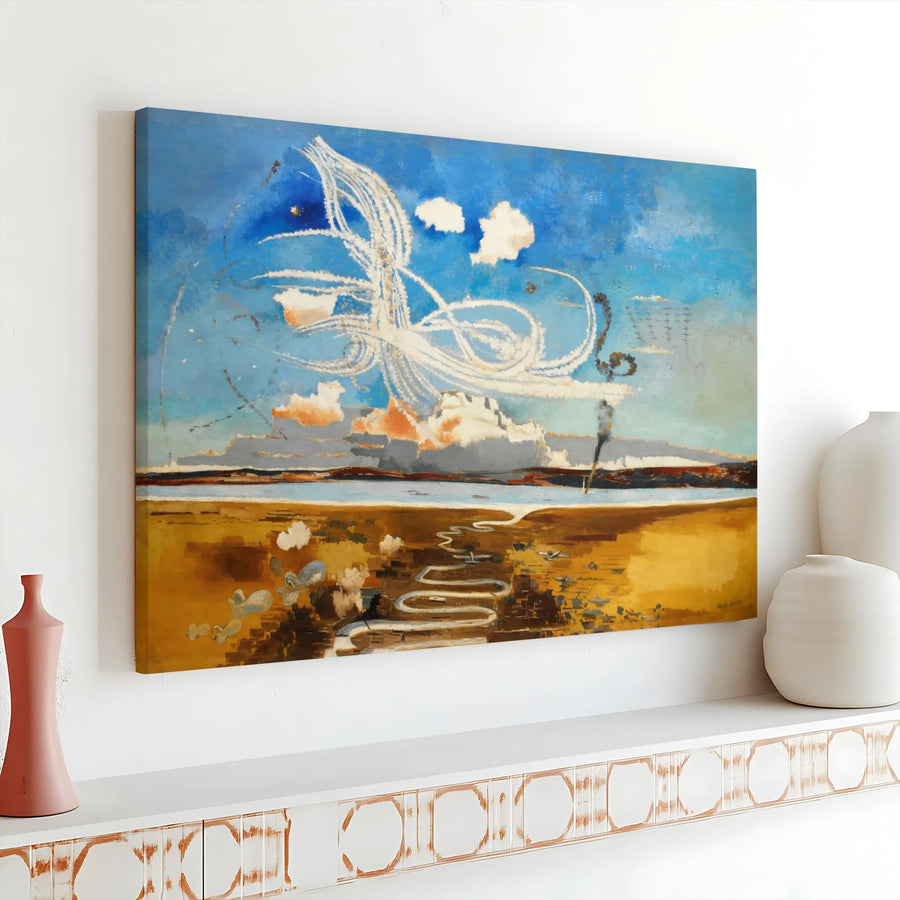 Battle of Britain Canvas Wall Art | Paul Nash Surrealist War Painting | Premium 1.25" Gallery Wrap | Historical Military Decor for Office