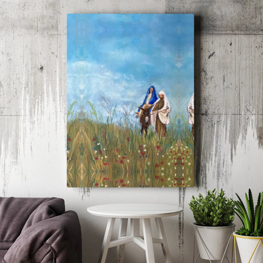 Flight Into Egypt Canvas Print | Biblical Holy Family Religious Wall Art | Premium Fade-Resistant Gallery Wrap | Christian Home Decor Gift