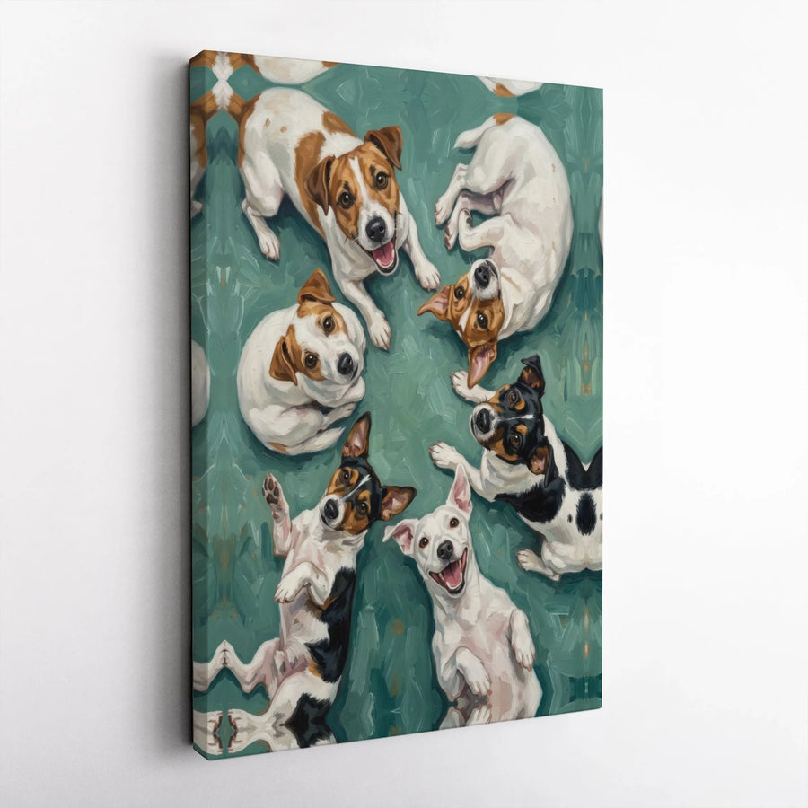 Jack Russell Terrier Canvas Wall Art | Playful Puppy Painting Print | Premium Gallery Wrapped Canvas | Gift for Dog Lover & Vet Office Decor