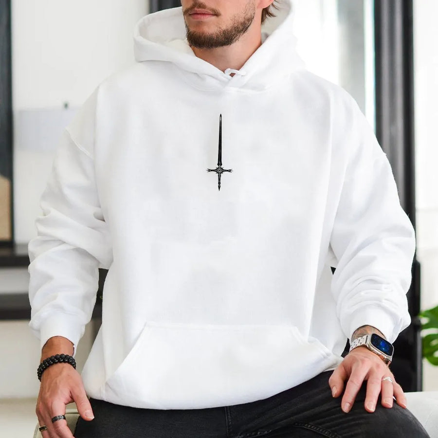 Gothic Sword Hoodie | Inverted Cross Sword Graphic | Premium Cotton Blend Pullover | Alternative Goth & Metal Fashion Gift