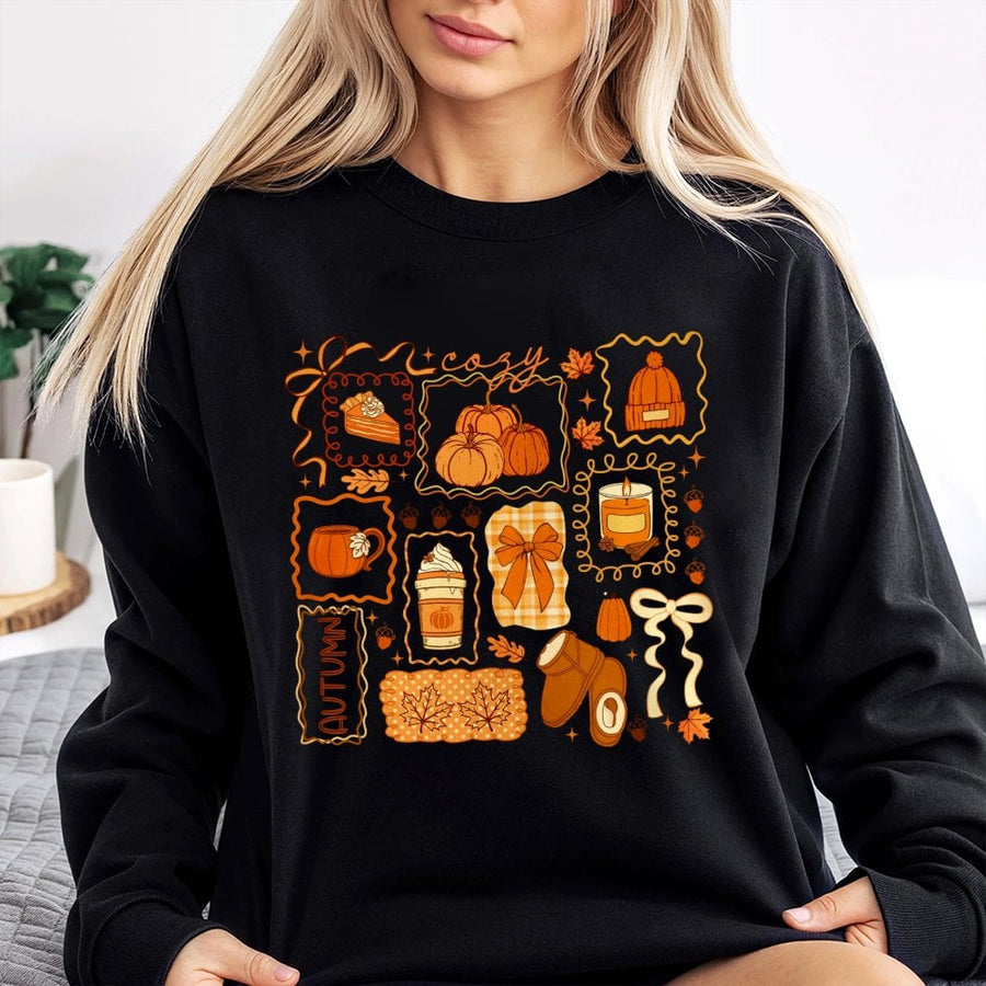 Cozy Season Sweatshirt | Preppy Fall Pumpkin Bow Graphic | Premium Cotton Blend | Aesthetic Autumn Gift For Her