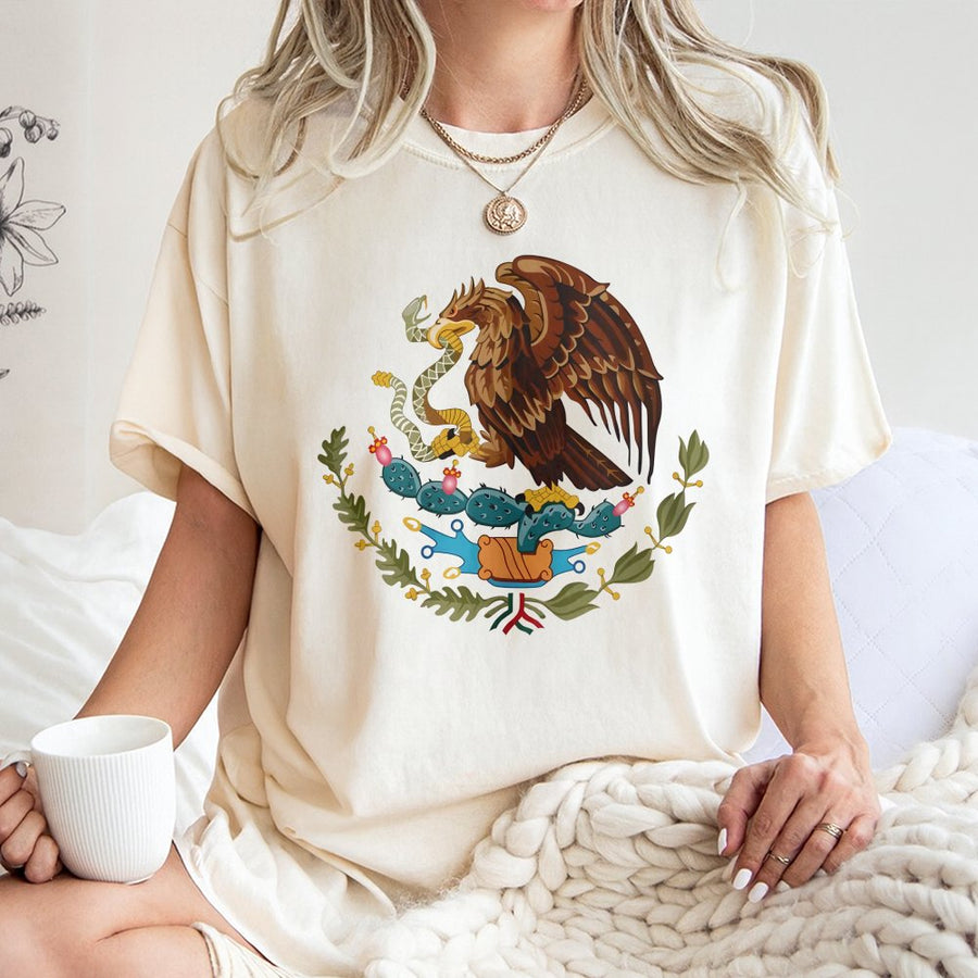 Mexico Coat of Arms T-Shirt | Patriotic Eagle and Snake Emblem | 100% Cotton Premium Tee | Cultural Heritage Gift for Mexican Pride