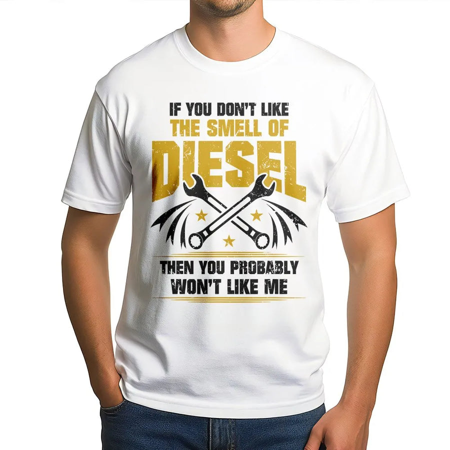 Diesel Mechanic T-Shirt | Funny Smell Of Diesel Slogan | Soft Cotton Graphic Tee | Gift for Trucker Dad Husband