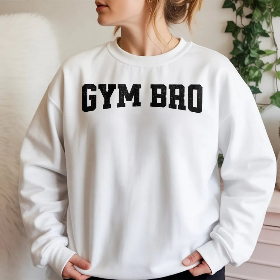 Gym Bro Sweatshirt | Varsity Lettering Fitness Apparel | Premium Cotton Blend | Gift for Weightlifter Bodybuilder Workout Fan