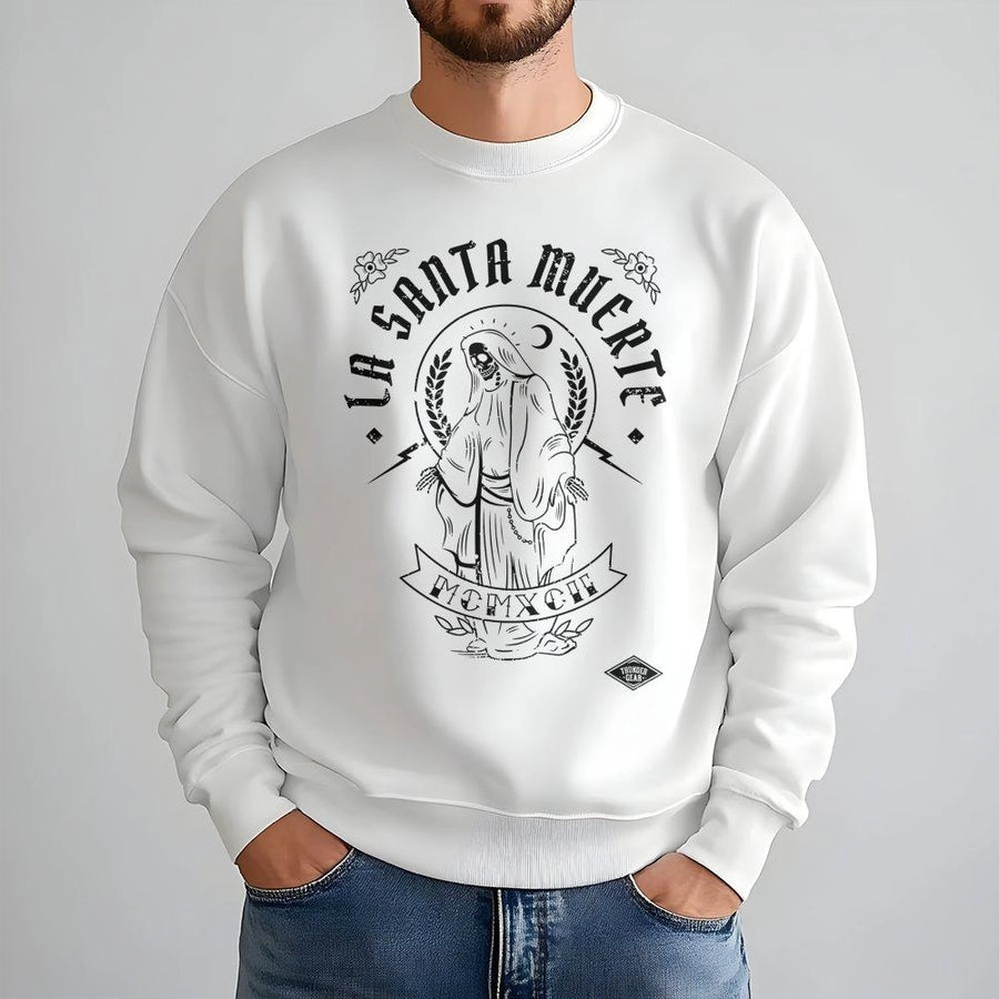 La Santa Muerte Sweatshirt | Gothic Occult Grim Reaper Graphic | Premium Cotton Blend | Unisex Streetwear Gift for Spiritual and Tattoo Lovers