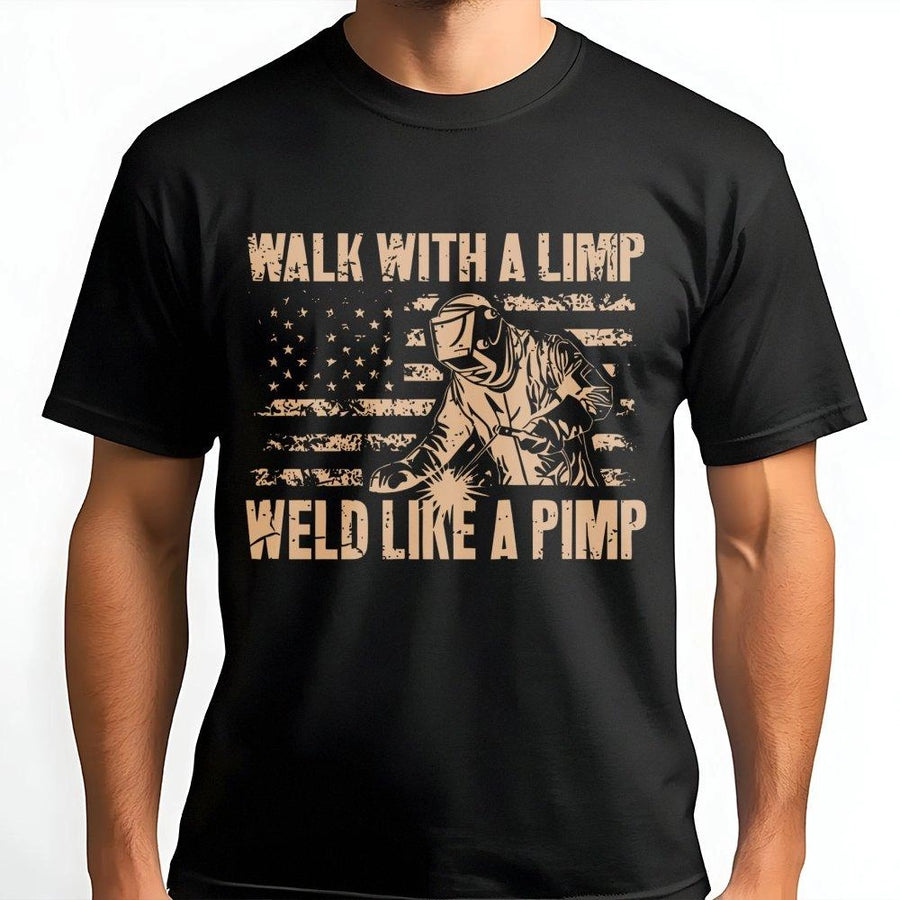Welder T-Shirt | Patriotic American Flag Graphic | Premium Cotton Workwear | Funny Welding Gift for Men and Women
