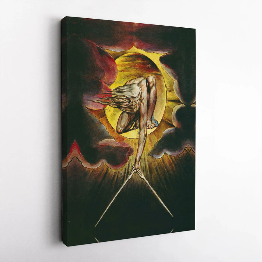 The Ancient of Days Wall Art | William Blake Famous Classic Painting | Premium Framed Gallery Canvas | Intellectual Home Decor Gift
