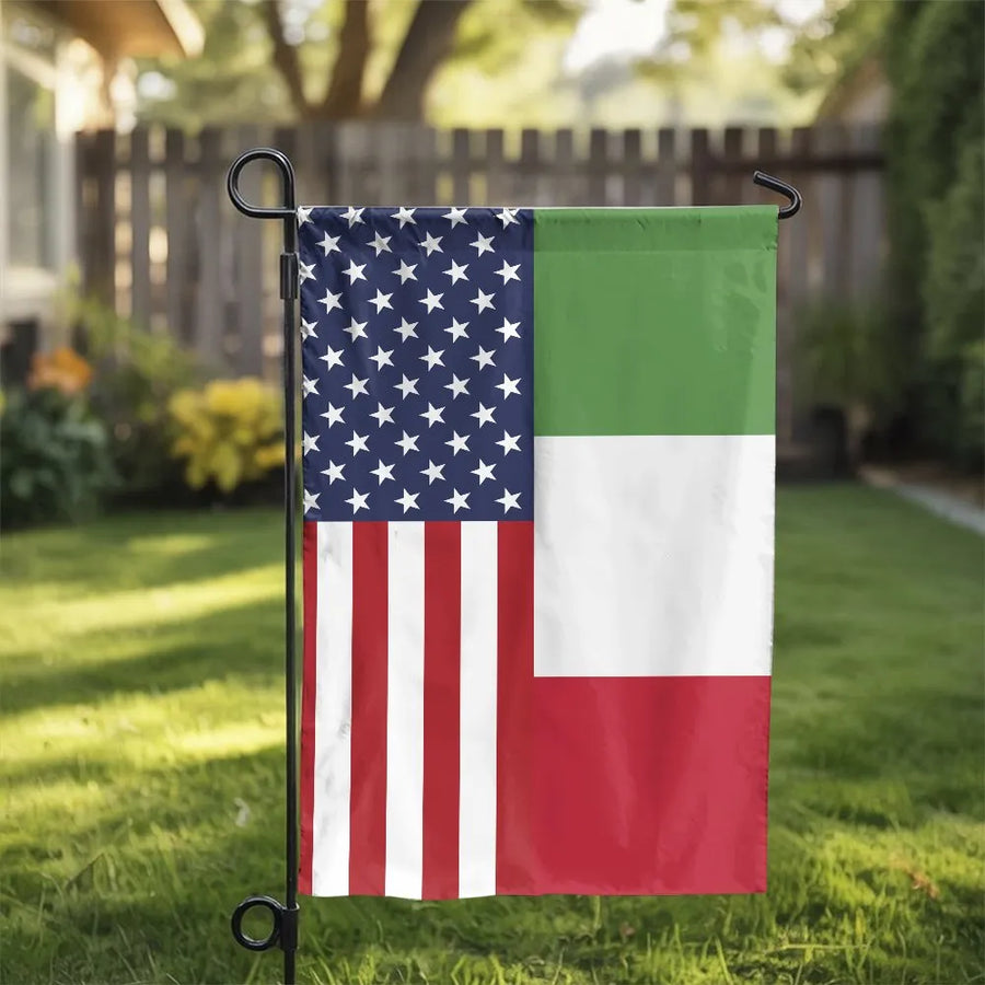 Italian American Garden Flag | Double Sided USA Italy Friendship Design | Premium Weather Resistant Polyester | Patriotic Yard Decor Gift for Italians