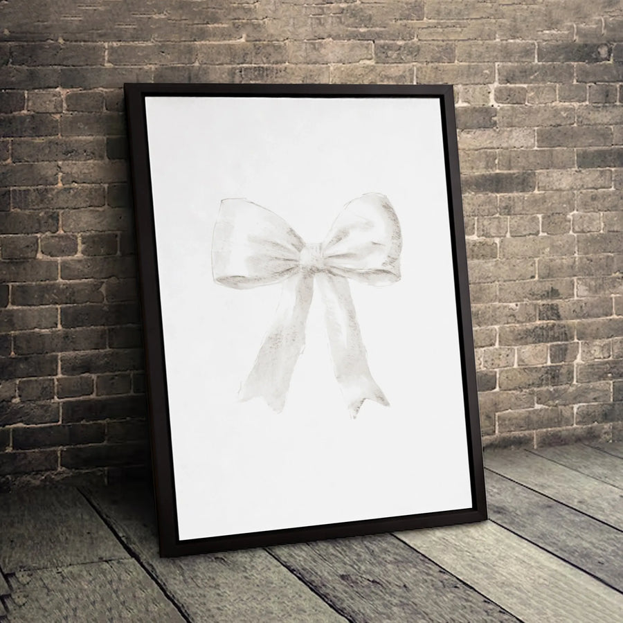 Watercolor Bow Canvas Art | Minimalist Ribbon Wall Decor | Premium Gallery Wrap Print | Aesthetic Neutral Home Gift for Her