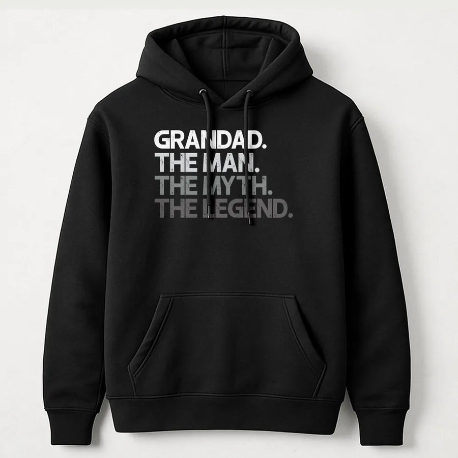 Grandad The Man The Myth The Legend Hoodie | Funny Grandpa Graphic Sweatshirt | Premium Cotton-Poly Blend | Best Gift Idea For Grandpa Birthday