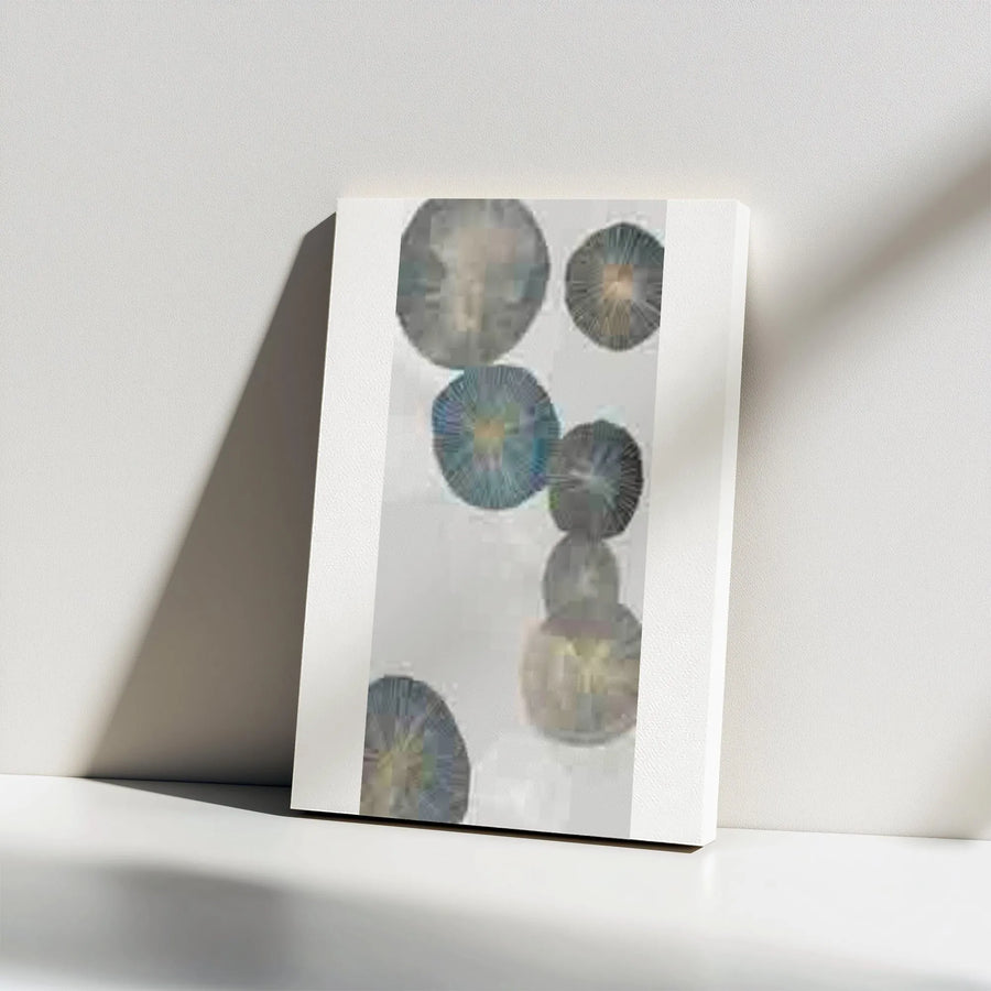 Abstract Blue Circles Vertical Canvas | Modern Cascading Geometric Art | Premium Gallery Wrap Print | Minimalist Wall Decor for Living Room or Office