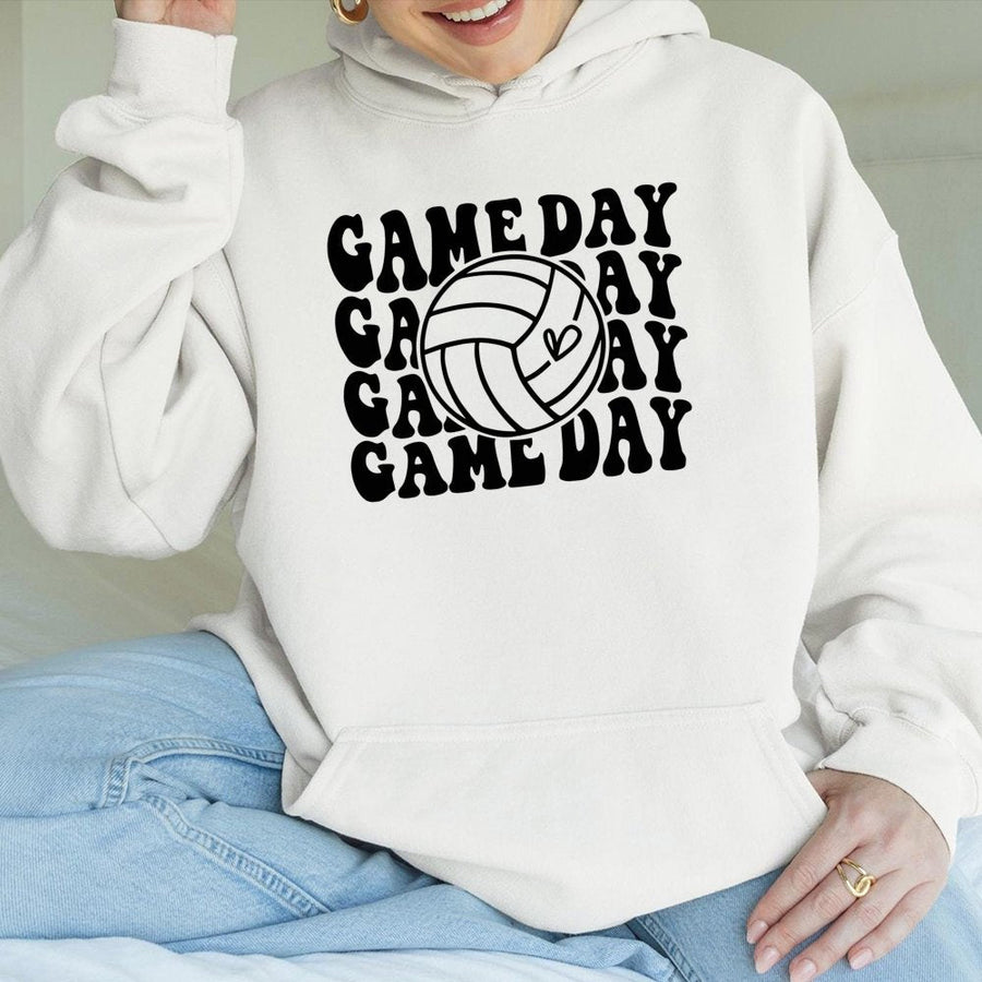 Volleyball Hoodie | Retro Game Day Volleyball Graphic | Premium Cotton Blend | Gift for Volleyball Player, Mom, or Fan
