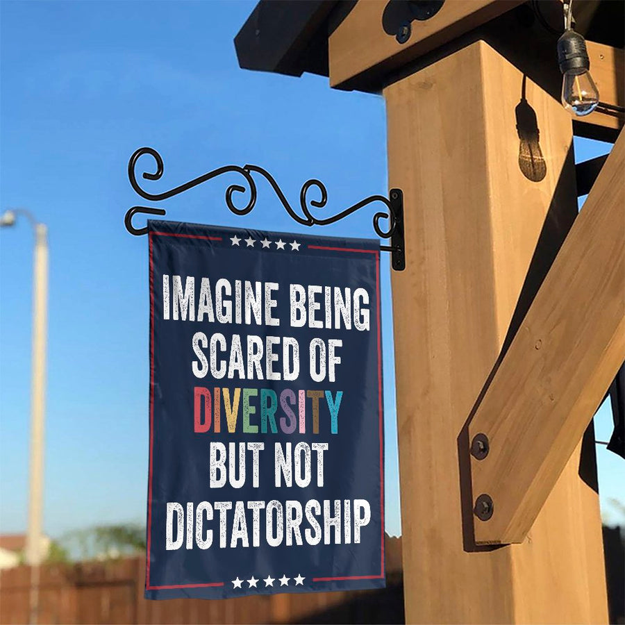 Garden Flag | Imagine Being Scared Of Diversity Quote | Weather-Resistant Polyester | Outdoor Social Justice Yard Decor Gift
