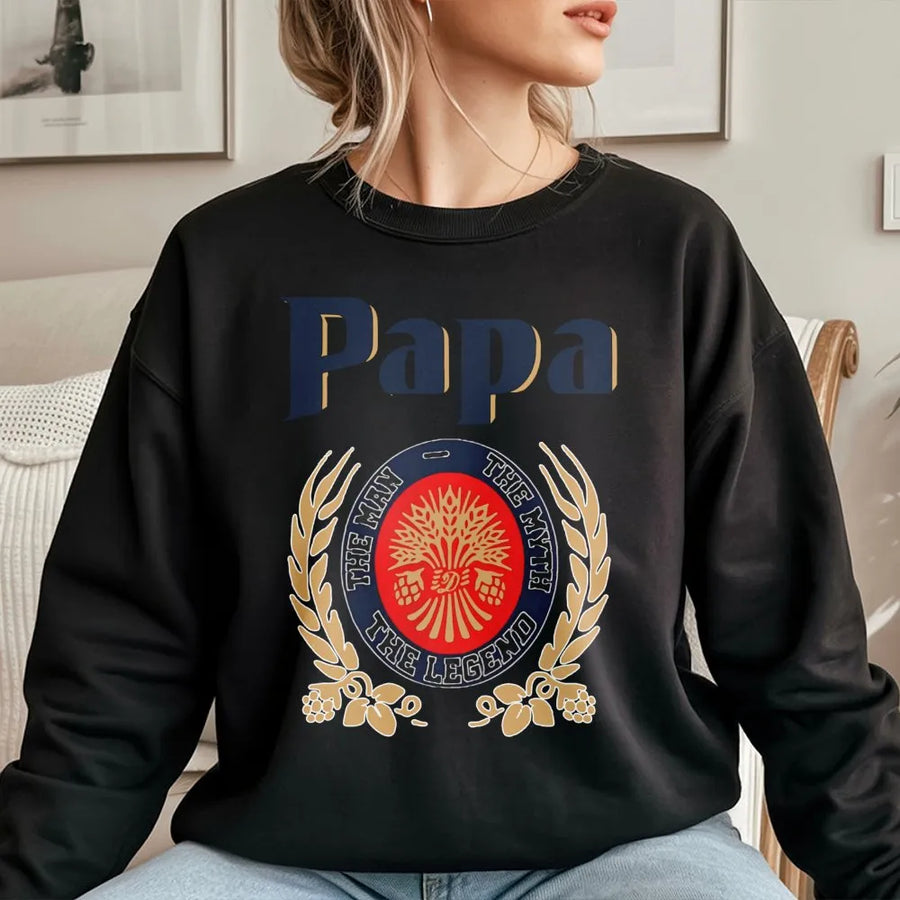 Papa The Man The Myth The Legend Sweatshirt | Vintage Crest Father's Day 2026 Graphic | Premium Cotton Blend | Gift for Dad or Grandpa