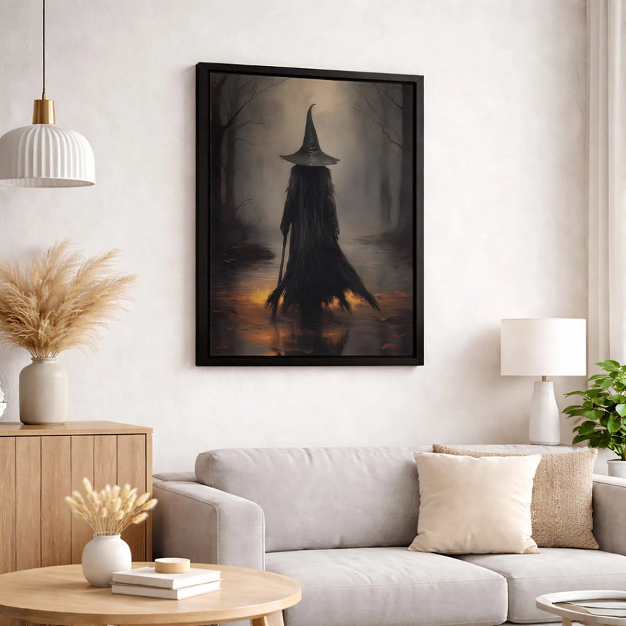 Dark Witch Wall Art | Spooky Forest Foggy Landscape | Premium 1.25-Inch Gallery Canvas | Gothic Home Decor For Witchy Aesthetic Lovers