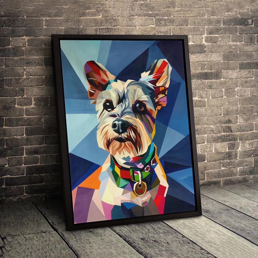 Yorkshire Terrier Canvas Art | Colorful Geometric Dog Portrait | Premium 1.25" Gallery Wrap | Modern Pet Home Decor Gift