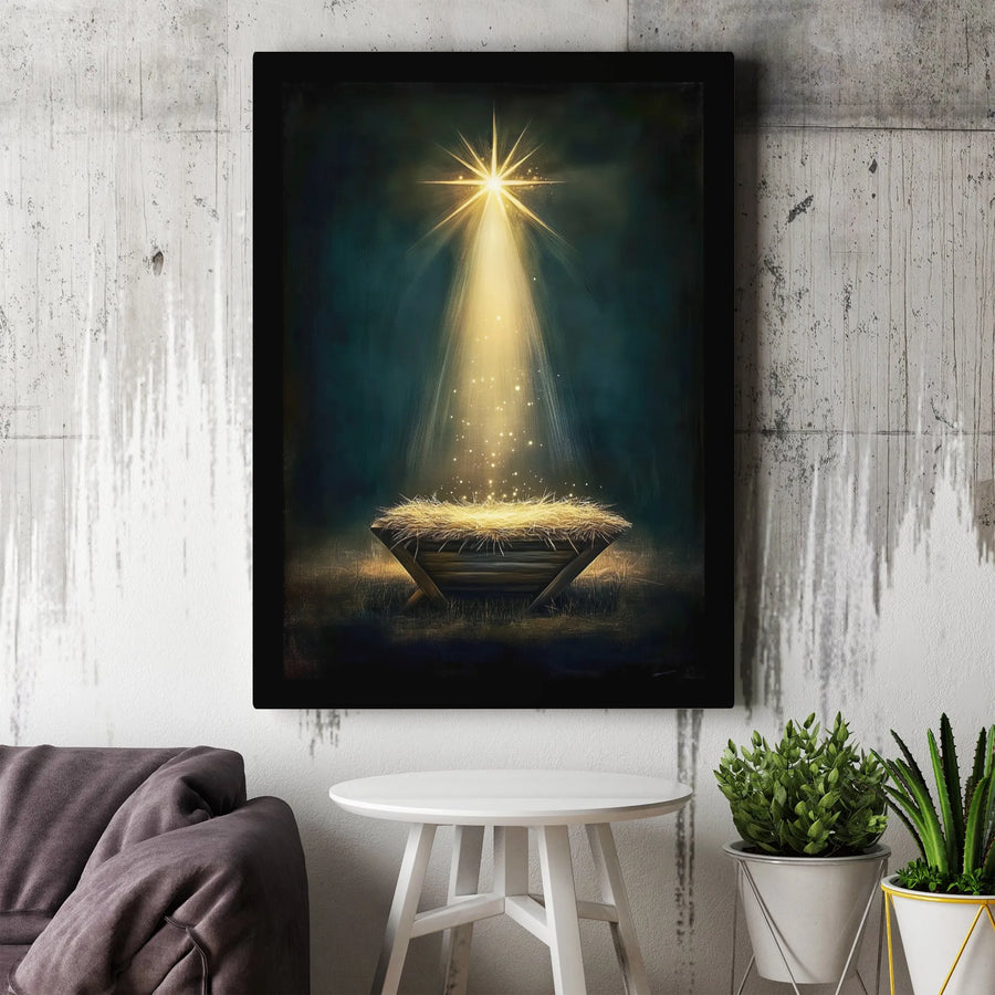 Nativity Scene Canvas Print | Star of Bethlehem Manger Wall Art | Premium Gallery Wrap Decor | Christian Christmas Holiday Gift for Home
