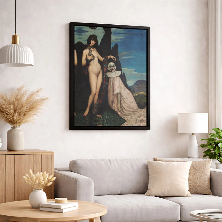 The Woman and the Puppet Canvas Print | Angel Zarraga Surrealist Art | Museum Quality Gallery Wrap | Dark Academia Home Decor