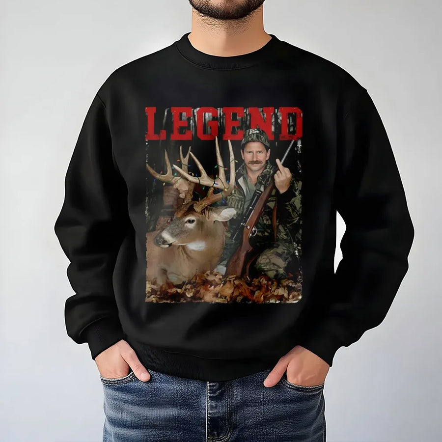 Legend Hunting Deer Sweatshirt | Retro Hunter Graphic Design | Premium Cotton Blend | Funny Outdoorsman Gift for Men and Women