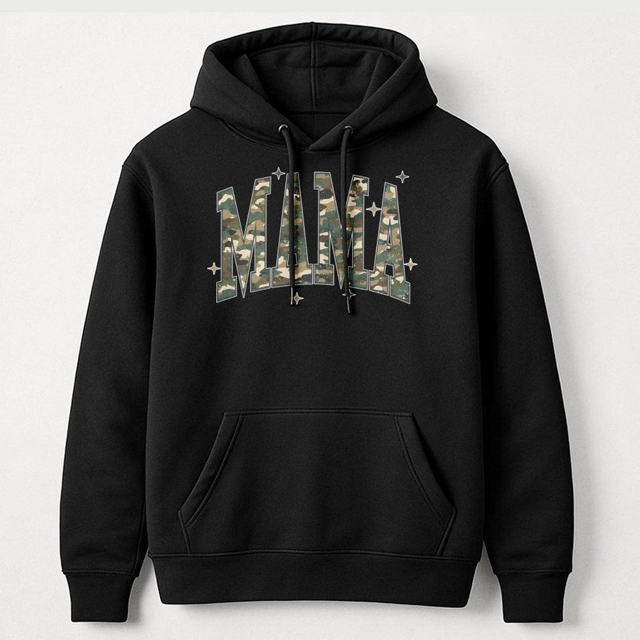 Camo Mama Hoodie | Varsity Letter Print with Star Accents | Premium Cotton-Blend | Trendy Gift for New Mom, Mother's Day 2026, or Birthday