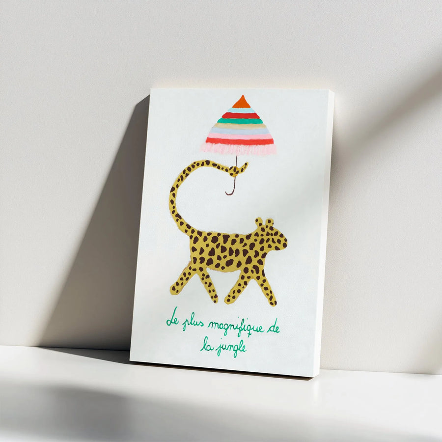 Whimsical Leopard Canvas Print | French Quote "Le Plus Magnifique" Wall Art | Premium 1.25" Deep Canvas | Unique Kids Room & Nursery Decor Gift