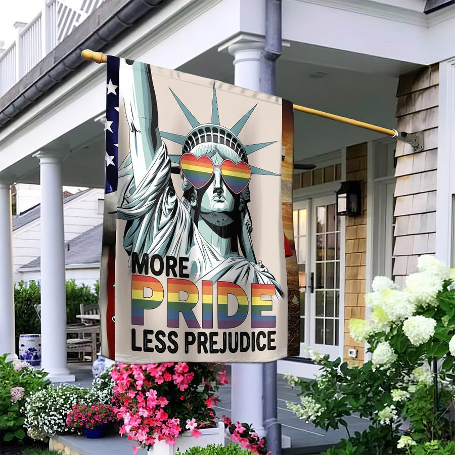 LGBTQ Pride Garden Flag | Statue Of Liberty Rainbow Heart Glasses | Weather-Resistant Polyester | Outdoor Garden Decor Gift For Pride Month