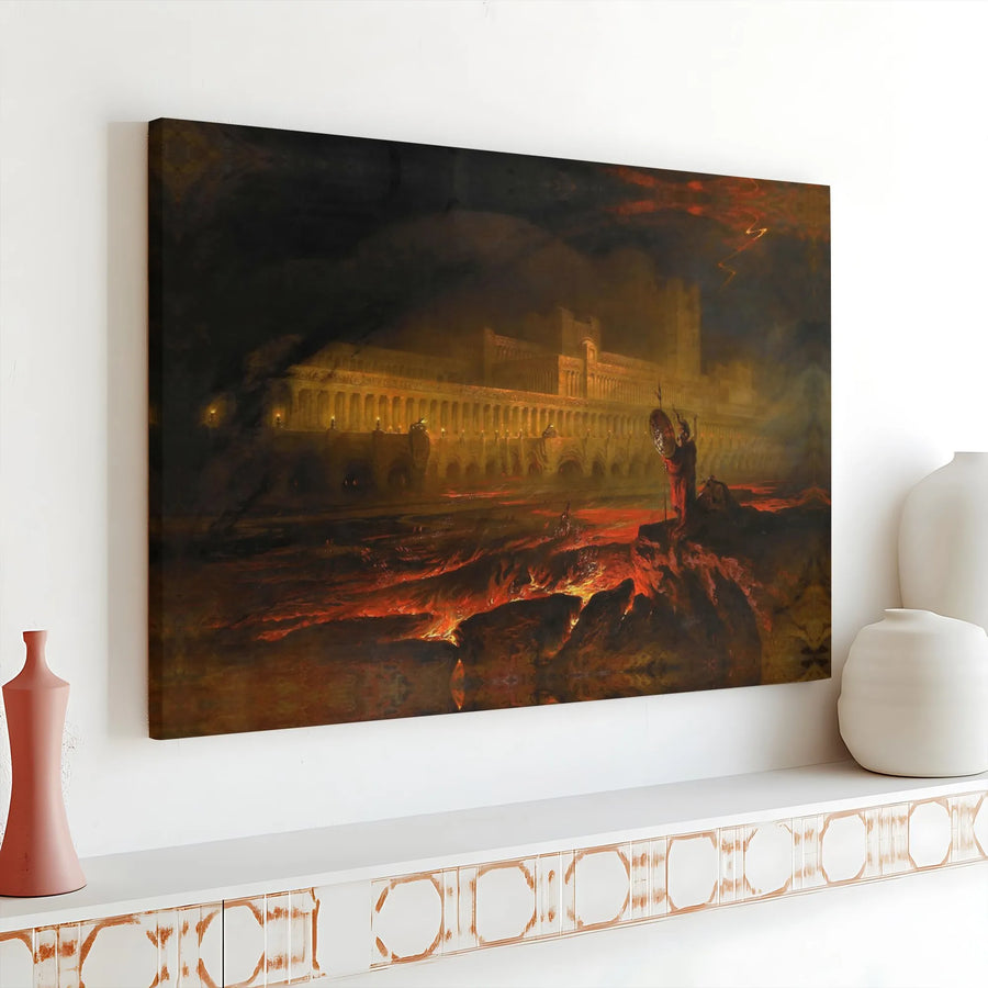 Pandemonium Canvas Wall Art | John Martin Paradise Lost Print | 1.25 Inch Gallery Wrap | Romanticism Fine Art for Home Decor